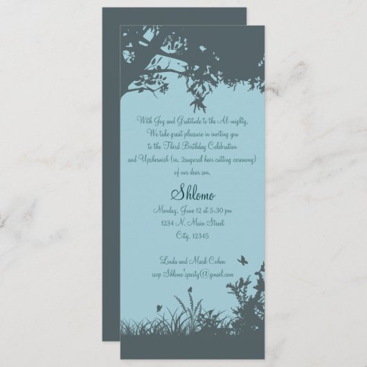 Blauer Baum Einladung (Vorne/Hinten)