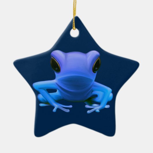 Blauer Baum-Frosch Keramik Ornament (Vorne)