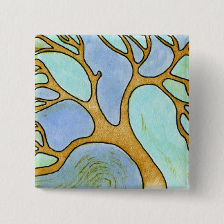 Blauer Baum-Kunst-Knopf Button