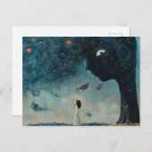 Blauer Baum mit einem faszinierenden Surreal Postkarte (Vorne/Hinten)