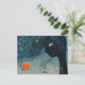 Blauer Baum mit Gesicht Postkarte (Stehend Vorderseite)