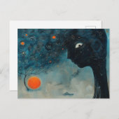 Blauer Baum mit Gesicht Postkarte (Vorne/Hinten)