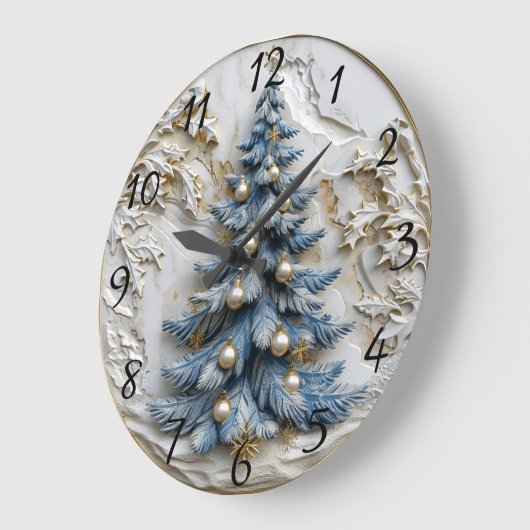 Blauer Baum mit Goldverzierungen. Große Wanduhr (Winkel)