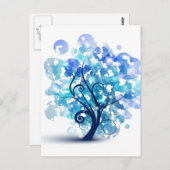Blauer Baum Postkarte (Vorne/Hinten)