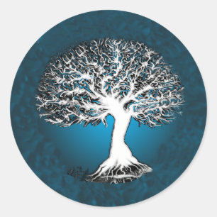 Blauer Baum Runder Aufkleber
