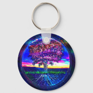 Blauer Baum Schlüsselanhänger