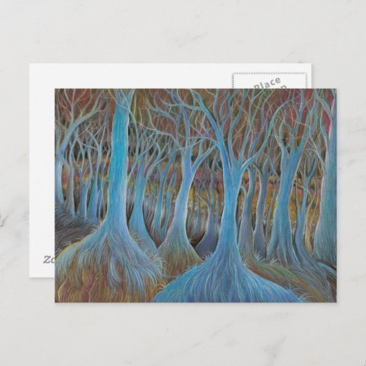 "Blauer Baum-Wald" Postkarte (Vorne/Hinten)