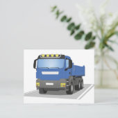 blauer Baustellen LKW Postkarte (Stehend Vorderseite)