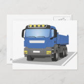 blauer Baustellen LKW Postkarte (Vorne/Hinten)