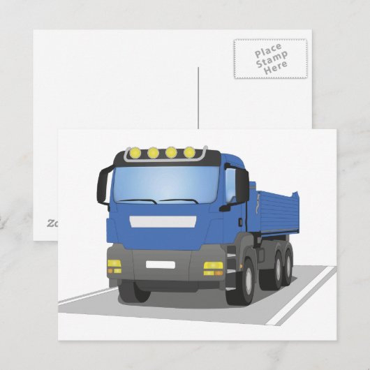 blauer Baustellen LKW Postkarte (Vorne/Hinten)