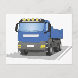blauer Baustellen LKW Postkarte