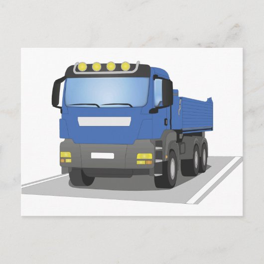 blauer Baustellen LKW Postkarte (Vorderseite)