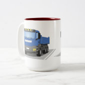 blauer Baustellen LKW Zweifarbige Tasse (Vorderseite Links)