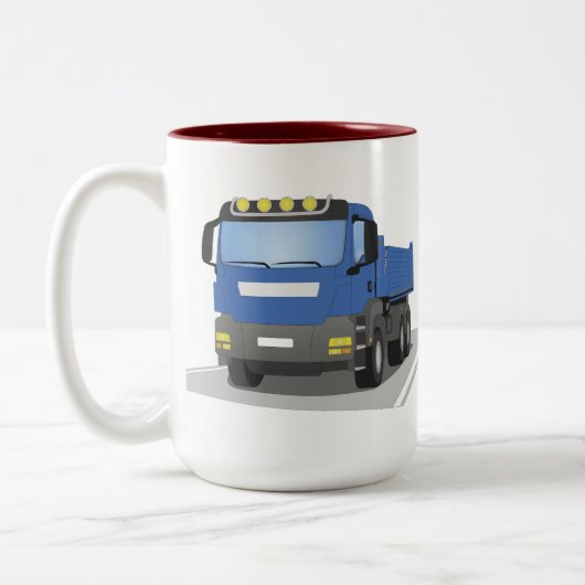 blauer Baustellen LKW Zweifarbige Tasse (Links)