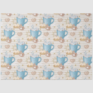 Blauer Becher & Lebkuchen-Keks-Muster Seidenpapier