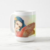Blauer behaarter Elf und ihr galah Kaffeetasse (Vorderseite Links)