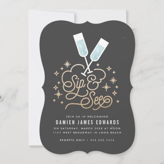 Blauer Beifall für die kleine Sippe & Siehe Einlad Einladung (Vorderseite)