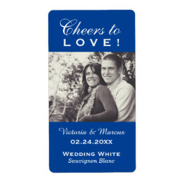 Blauer Beifall zur Liebe Hochzeit Foto Weinflasche