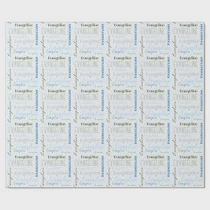 Blauer benutzerdefinierter Name Geschenkpapier