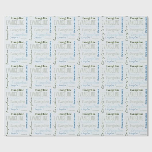 Blauer benutzerdefinierter Name Geschenkpapier (Flach)