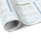 Blauer benutzerdefinierter Name Geschenkpapier (Rolleneckpunkt)