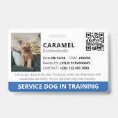 Blauer benutzerdefinierter QR-Code Servicehund in Ausweis (Vorderseite)