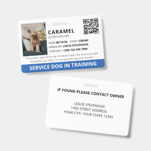 Blauer benutzerdefinierter QR-Code Servicehund in  Ausweis