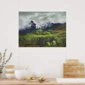 Blauer Berg des Fernen Nordposters Poster (Küche)