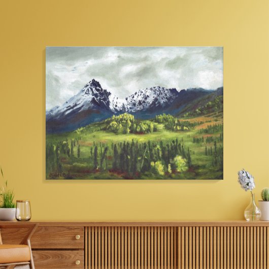 Blauer Berg im Fernen Norden: Leinwand Standard (Insitu (Wohnzimmer))