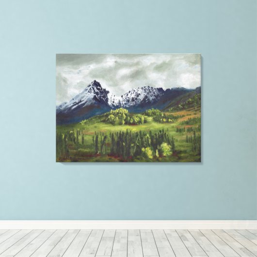 Blauer Berg im Fernen Norden: Leinwand Standard (Insitu (Holzboden))