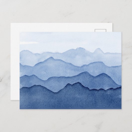 Blauer Berg Postkarte (Vorne/Hinten)