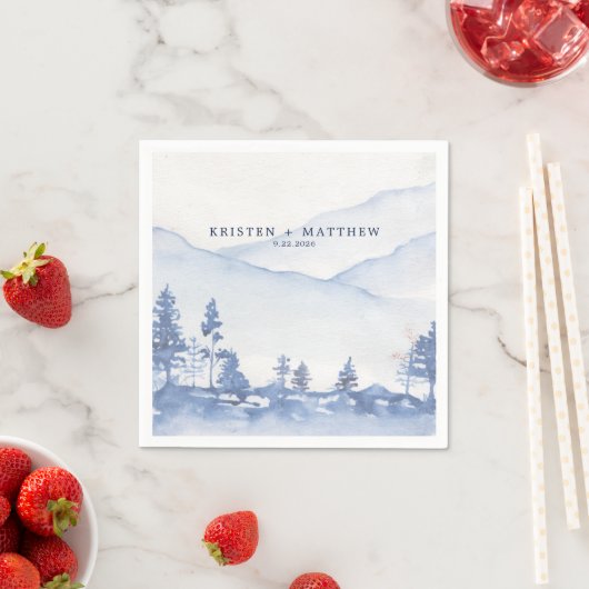 Blauer Berg Rustikale Hochzeit Serviette (Beispiel)