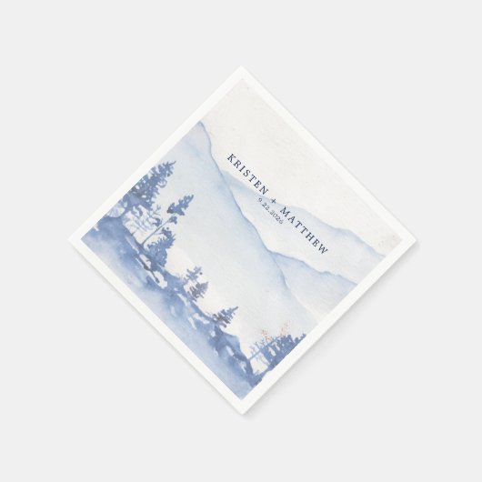 Blauer Berg Rustikale Hochzeit Serviette (Ecke)