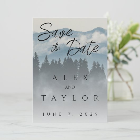 Blauer Berg Save the Date (Stehend Vorderseite)