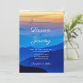 Blauer Berg und atemberaubende Sonnenuntergänge Ho Einladung (Stehend Vorderseite)