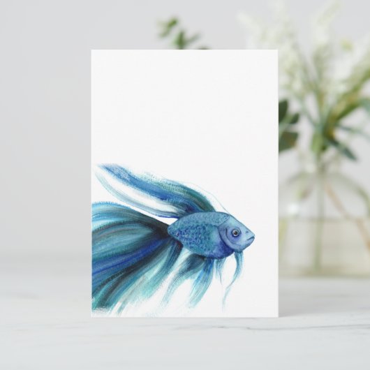 Blauer Betta Dankeskarte (Stehend Vorderseite)