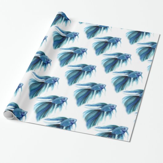 Blauer Betta Geschenkpapier (Ungerollt)