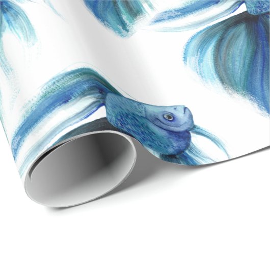 Blauer Betta Geschenkpapier (Rolleneckpunkt)