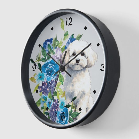 Blauer Bichon Frise Dog Uhr (Winkel)