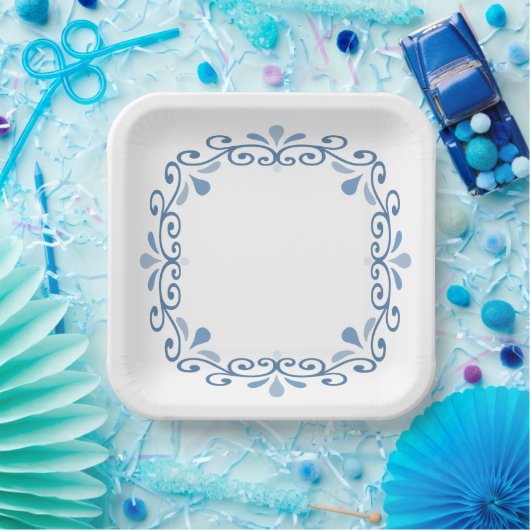 Blauer Bildlauf Pappteller (Party)