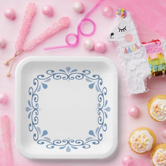 Blauer Bildlauf Pappteller (Party)