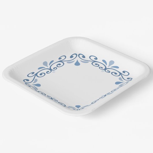 Blauer Bildlauf Pappteller (Gewinkelt)