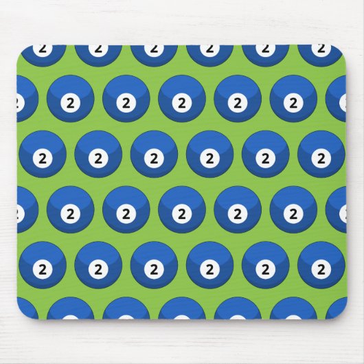 Blauer Billardball Nummer Zwei Muster Mousepad (Vorne)
