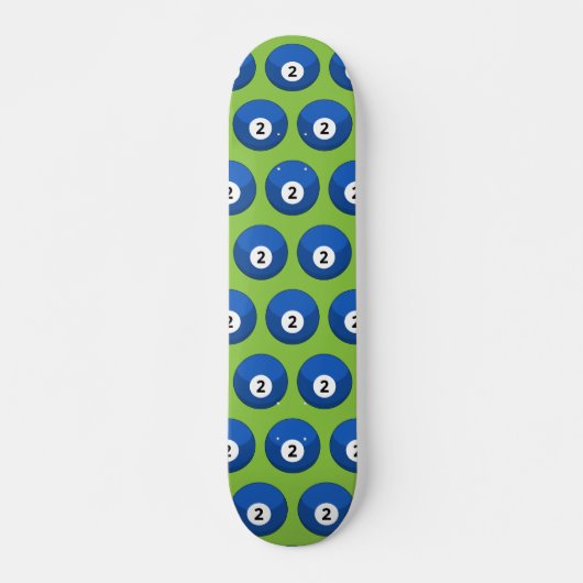 Blauer Billardball Nummer Zwei Muster Skateboard (Vorne)
