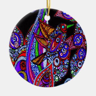 Blauer Bird of Paradise Black Ornament