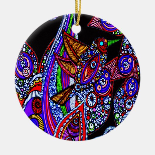 Blauer Bird of Paradise Black Ornament (Vorne)