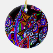 Blauer Bird of Paradise Black Ornament (Hinten)