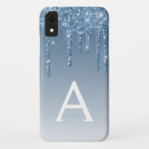 Blauer Blank Luxus Sparkle Glitzer Monogramm Case-Mate iPhone Hülle