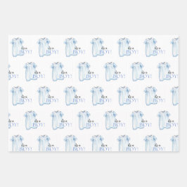 Blauer Blankopfdruck Set 3 Geschenkpapier Set