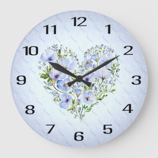 Blauer Bläschen Große Wanduhr (Vorderseite)